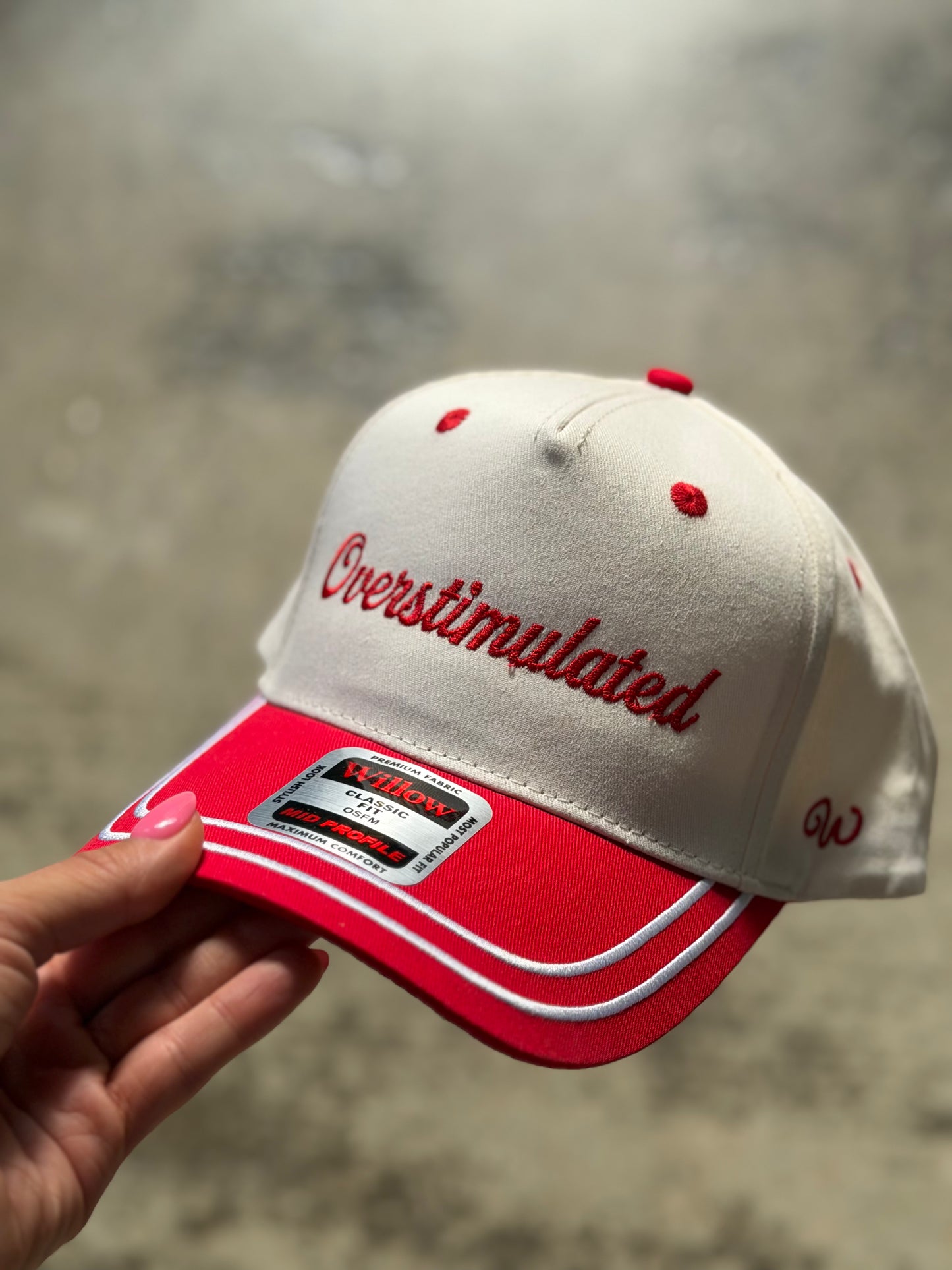 Overstimulated Embroidered Vintage Red Trucker Hat