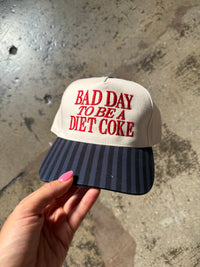 Caffeine Chaos Blacked Striped Embroidered Trucker Hat