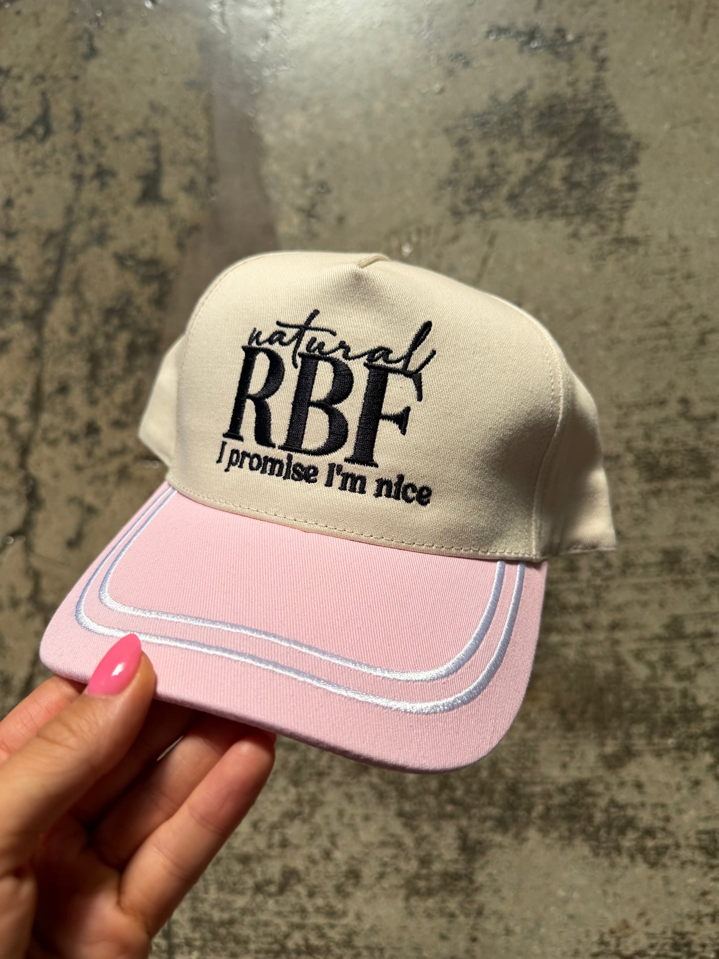 I Promise I'm Nice Embroidered Vintage Pink Trucker Hat