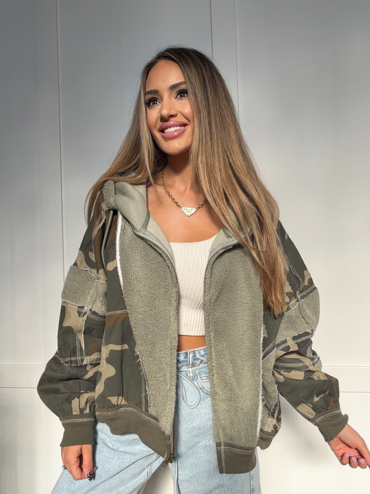 Stella Fleece Color Block Camo Jacket