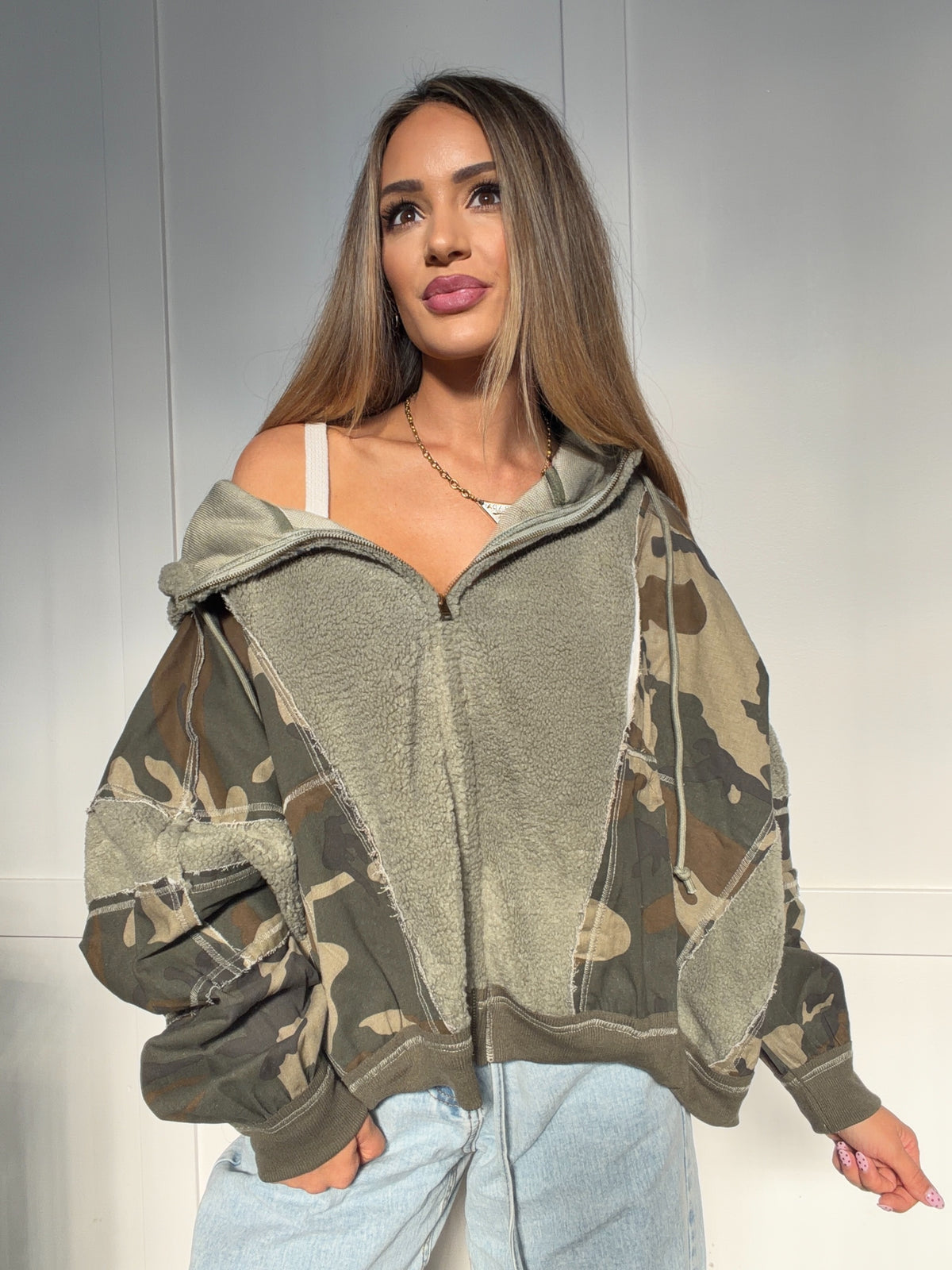 Stella Fleece Color Block Camo Jacket