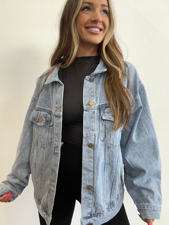 Feeling Groovy Boxy-Cut Denim Jacket