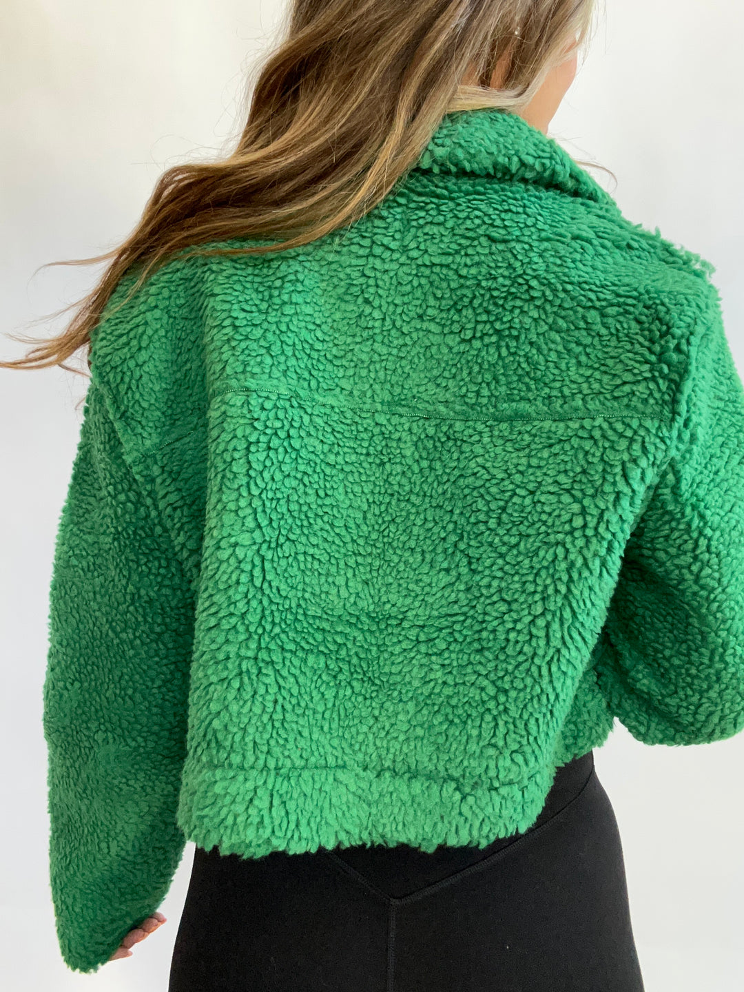 Winter Wonderland Faux Fur Cropped Jacket- Green