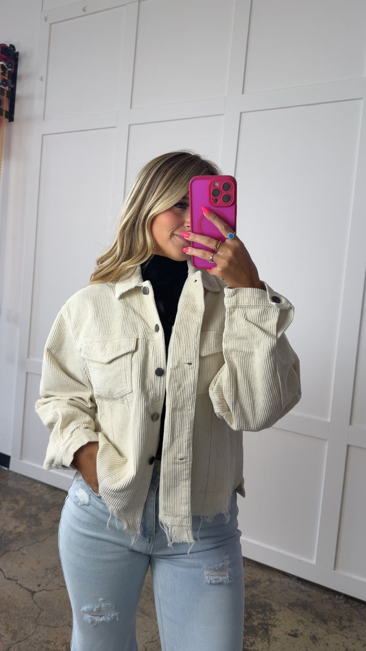 Rough Around The Edges Long Sleeve Ribbed Corduroy Jacket