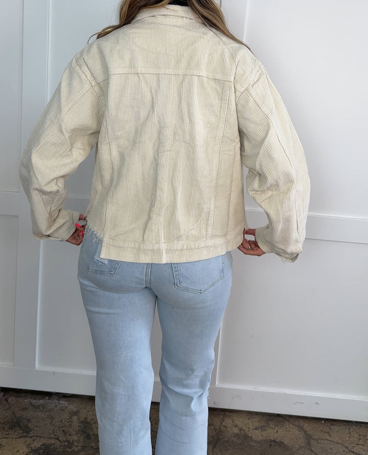 Rough Around The Edges Long Sleeve Ribbed Corduroy Jacket