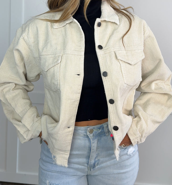Rough Around The Edges Long Sleeve Ribbed Corduroy Jacket