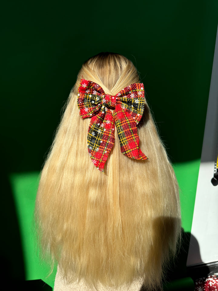 Mistletoe Magic Plaid Hair Bows