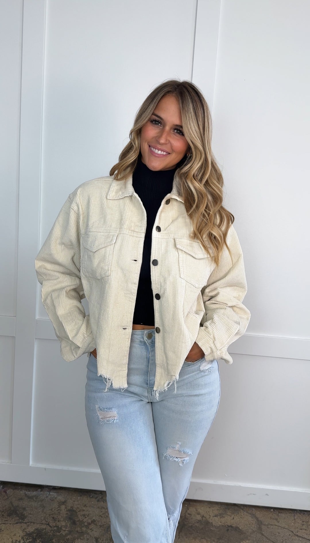 Rough Around The Edges Long Sleeve Ribbed Corduroy Jacket