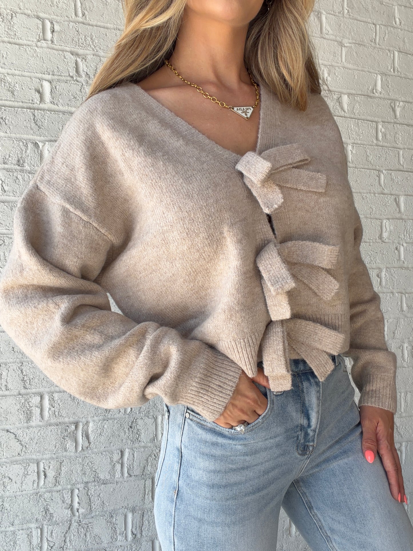Emilia Reversible Bow Detail Cardigan