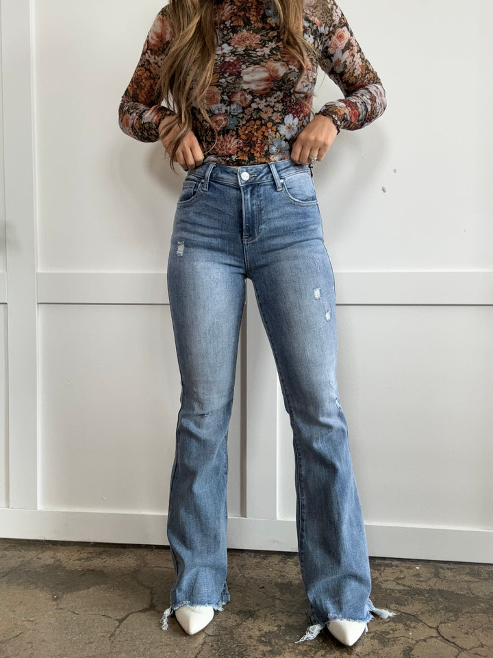 Nashville Trip High Rise Frayed Hem Flare Jeans