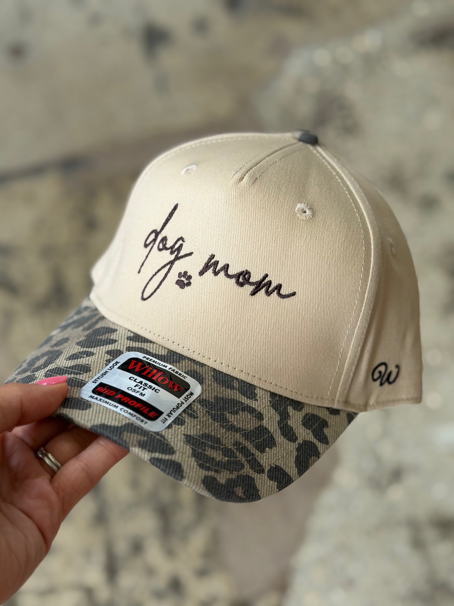 Dog Mom Embroidered Leopard Trucker Hat