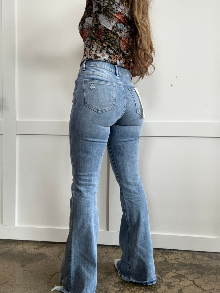 Nashville Trip High Rise Frayed Hem Flare Jeans