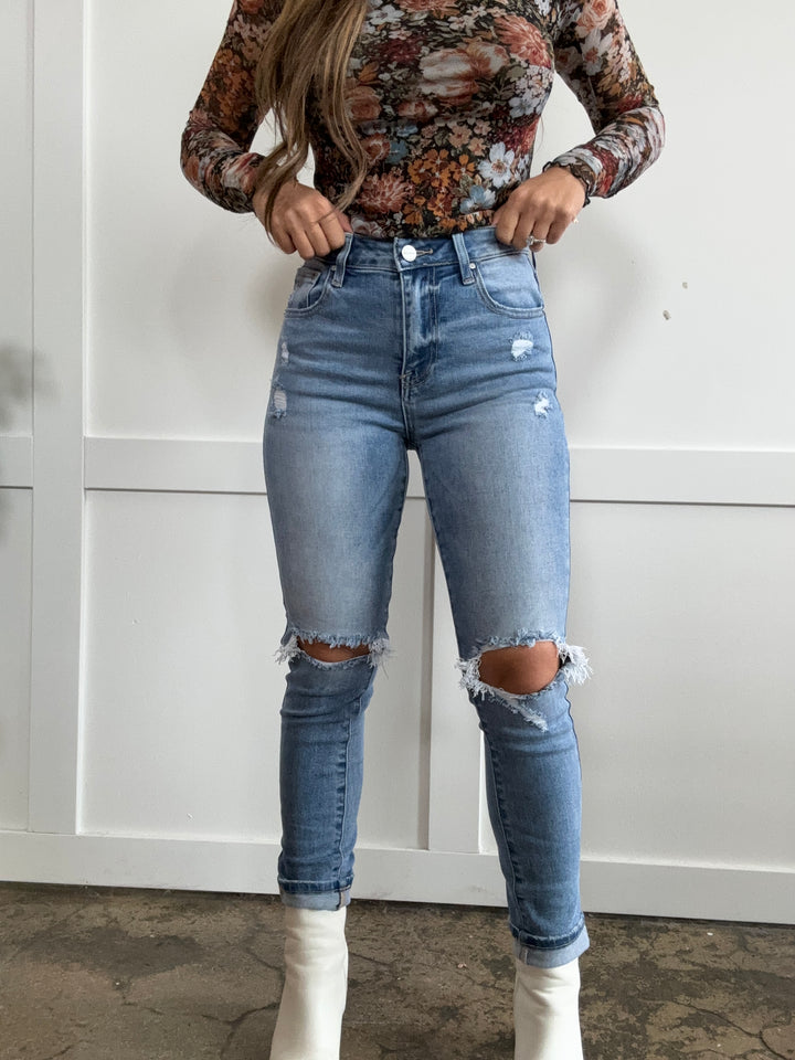 Nothing Better High Rise Knee Distressed Skinny Jeans