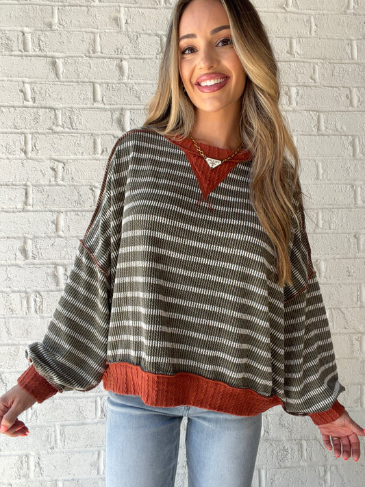 Layla Striped Crew Neck Long Sleeve Top