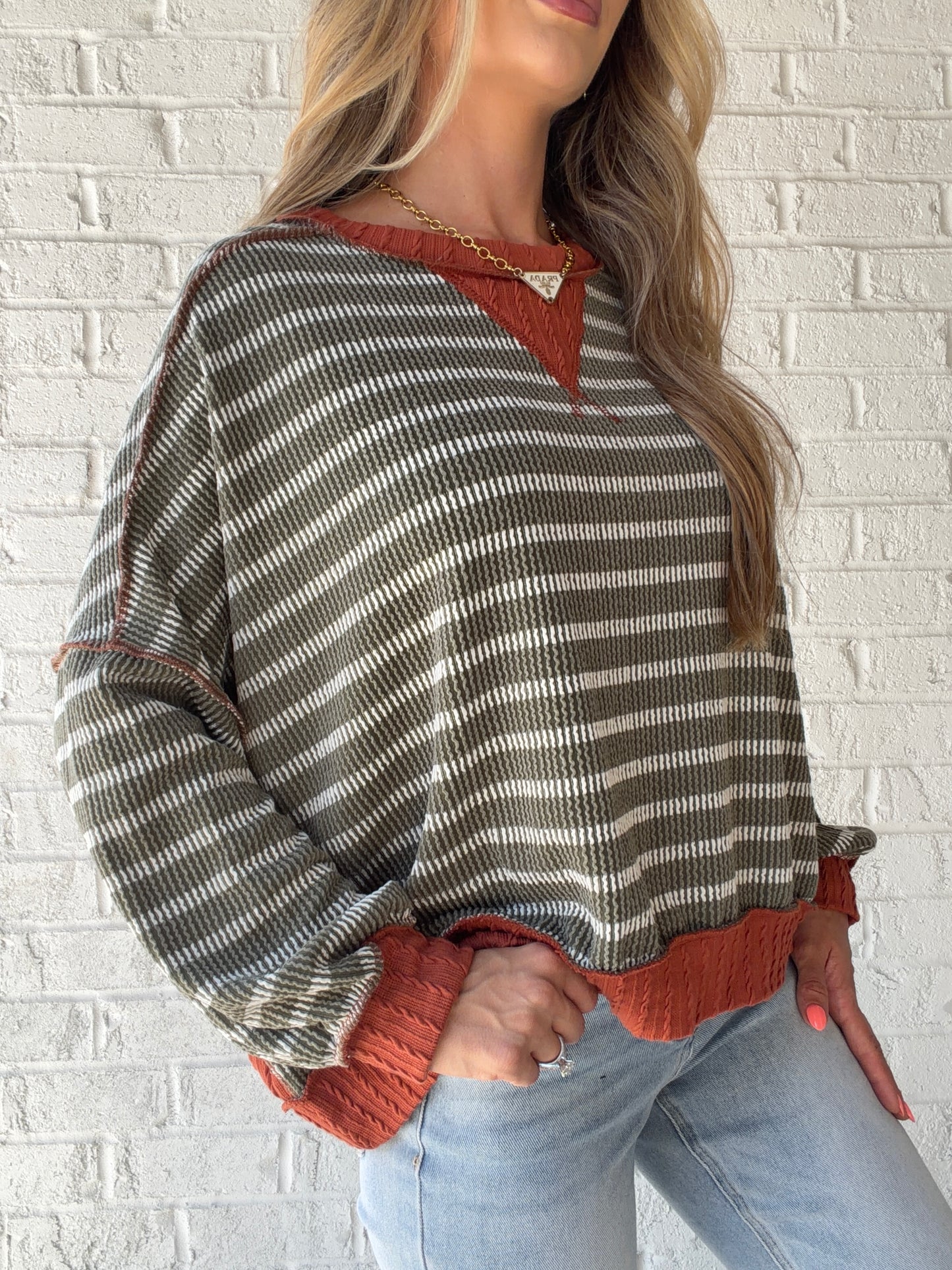 Layla Striped Crew Neck Long Sleeve Top