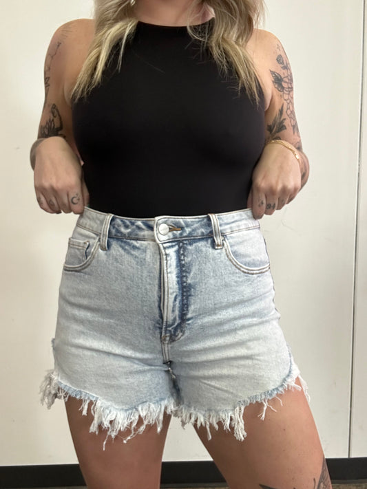 Jillian High Rise Distressed Shorts - Acid Light