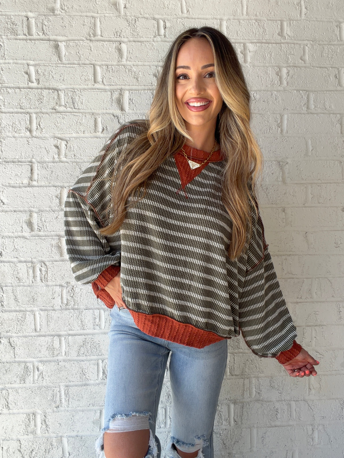 Layla Striped Crew Neck Long Sleeve Top