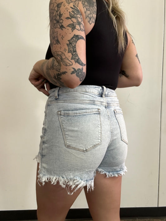 Jillian High Rise Distressed Shorts - Acid Light