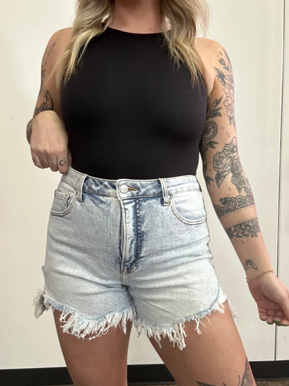 Jillian High Rise Distressed Shorts - Acid Light