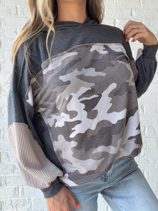 Wren Color Block Camo Hoodie