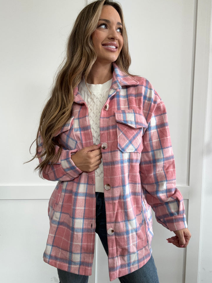 PREORDER Season's Glow Plaid Long Sleeve Shacket