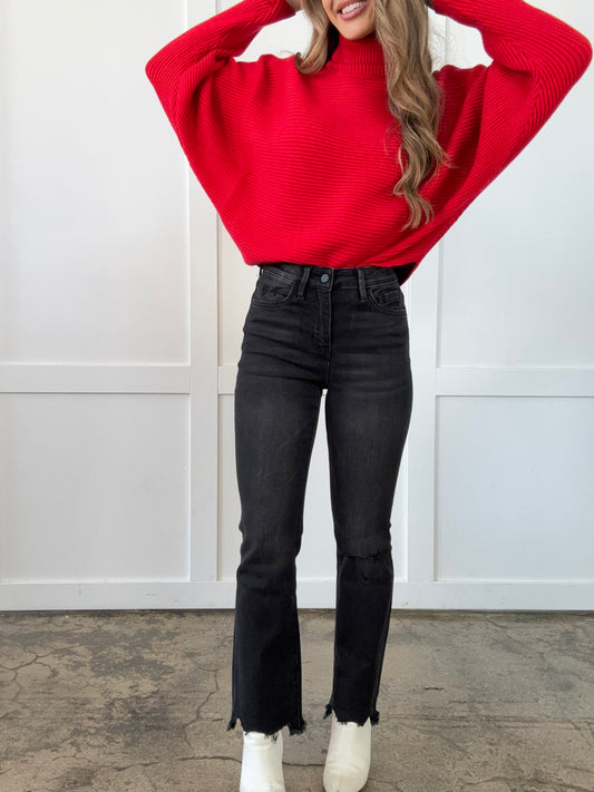 Macy Distressed Knee High Rise Ankle Bootcut Jeans