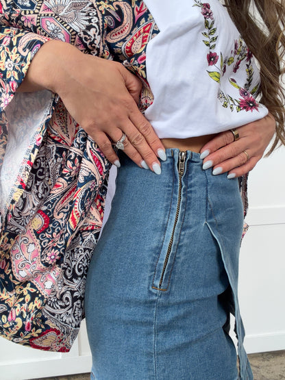 Heather Denim Mini Skort