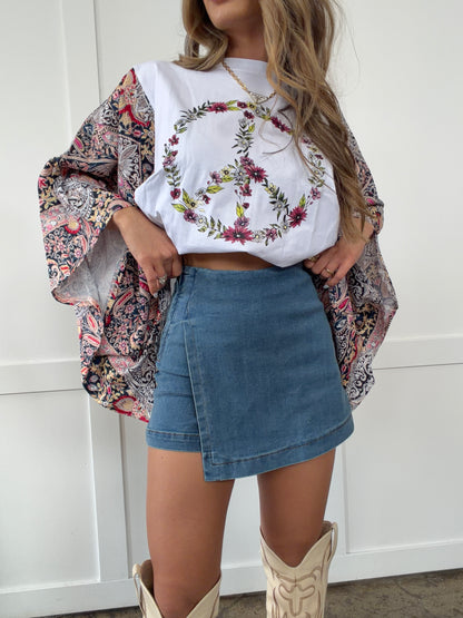 Heather Denim Mini Skort