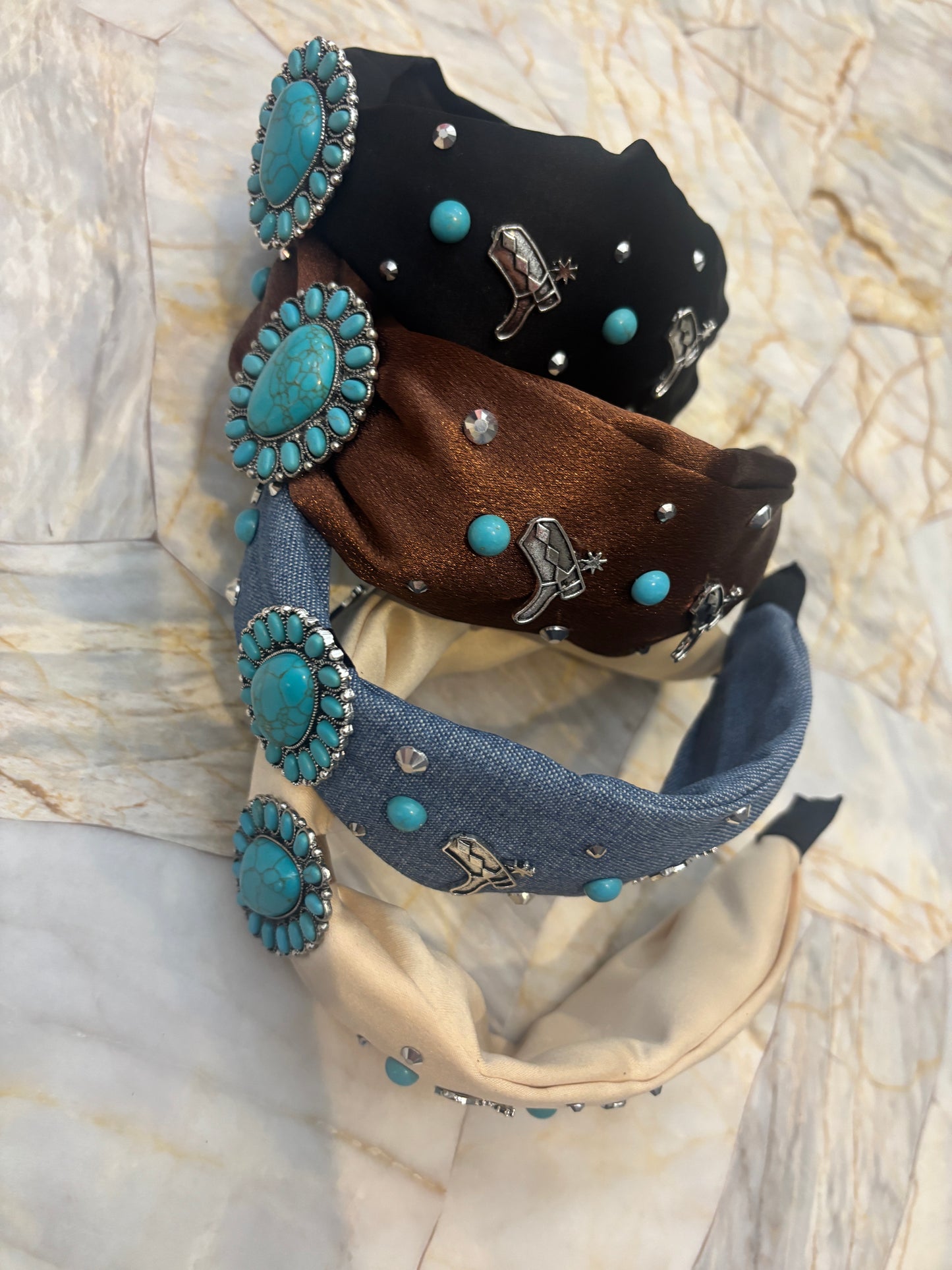 Western Turquoise Top Knotted Headband