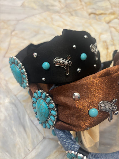Western Turquoise Top Knotted Headband