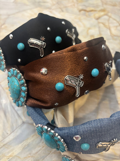Western Turquoise Top Knotted Headband