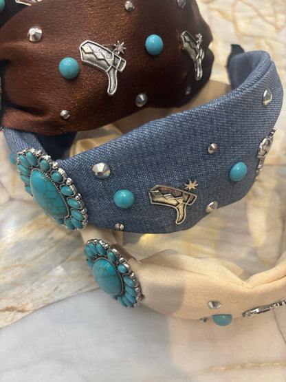 Western Turquoise Top Knotted Headband
