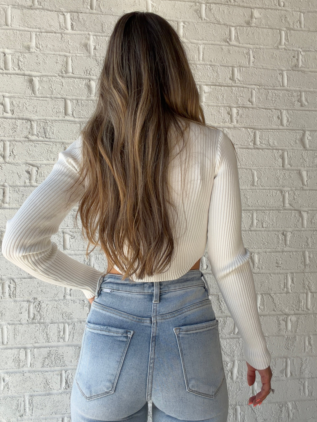 Iris Long Sleeve Ribbed Crop Sweater