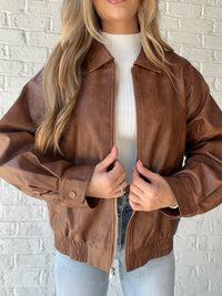 Quinn Leather Zip Up Jacket