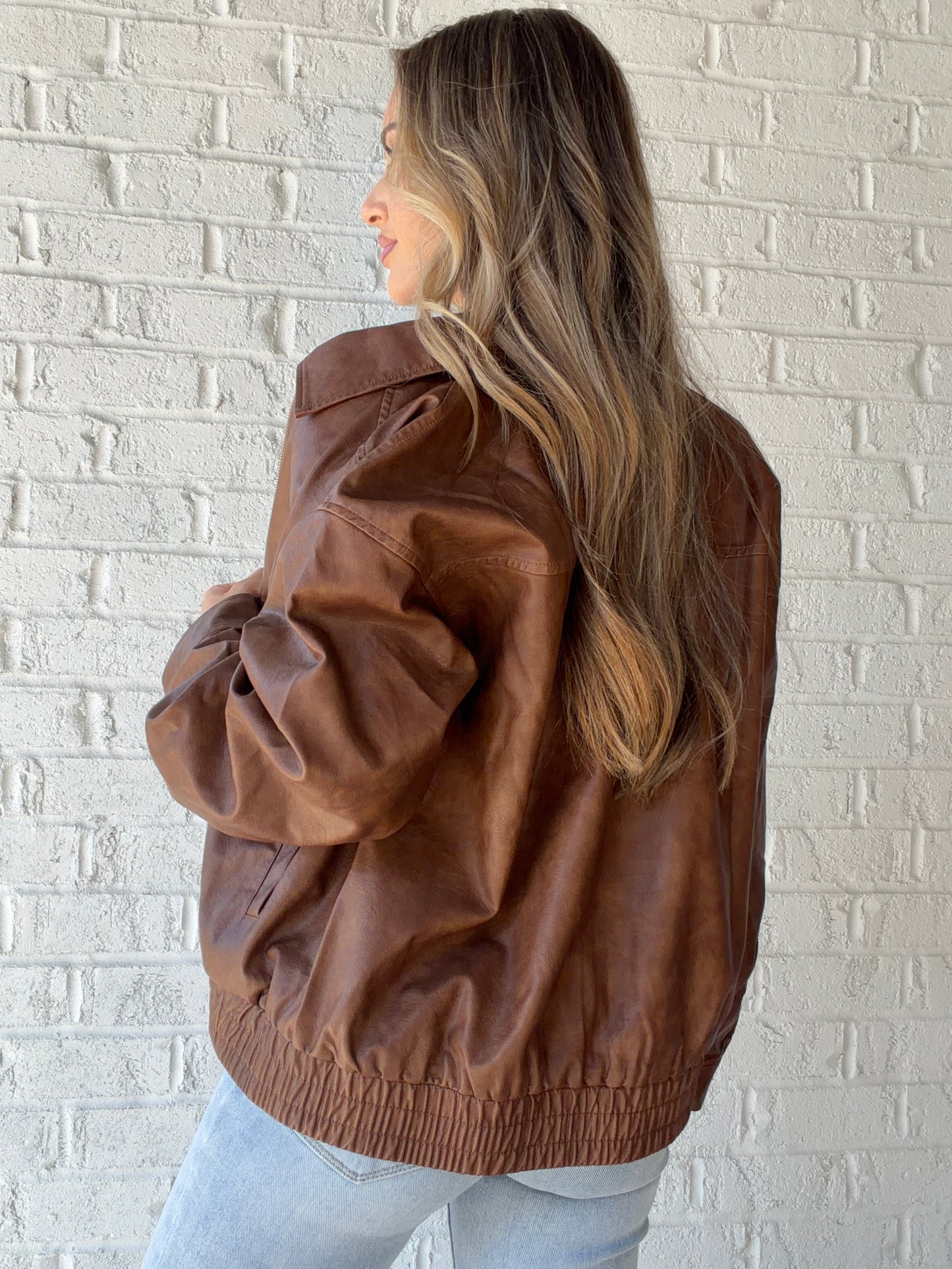 Quinn Leather Zip Up Jacket
