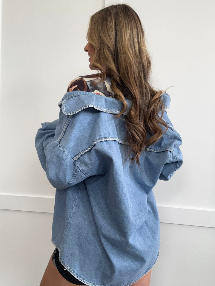 PREORDER: At The Ranch Denim Button Up Top