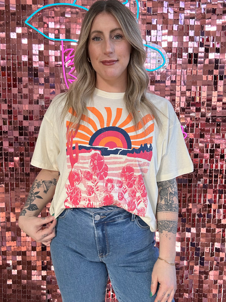 Sunset Out West Cropped Graphic Tee