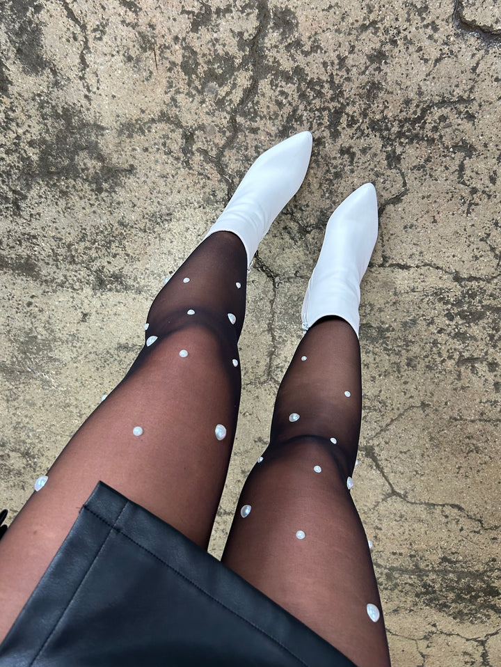 Black Pearl Stud Stockings