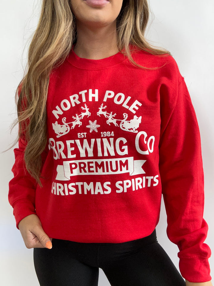 Premium Christmas Spirits Crewneck Sweatshirt- Red