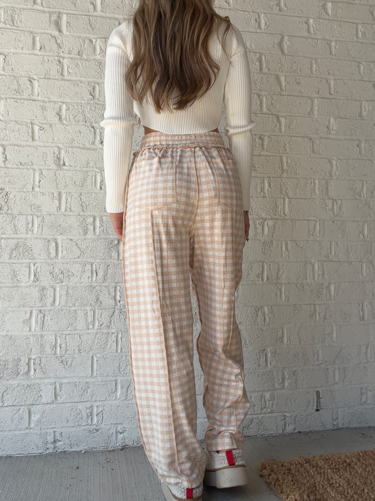 Eliza Checkered Barrel Fit Pants