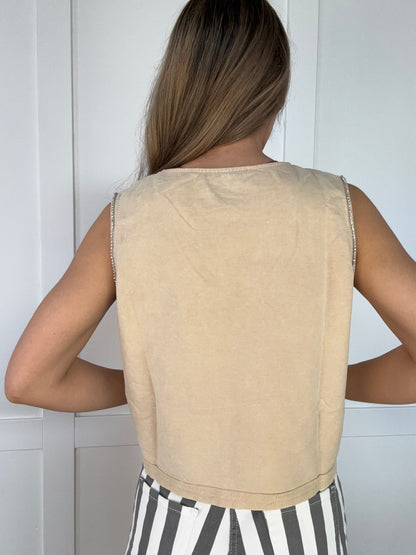 Mallory Mineral Washed Rhinestone Tank