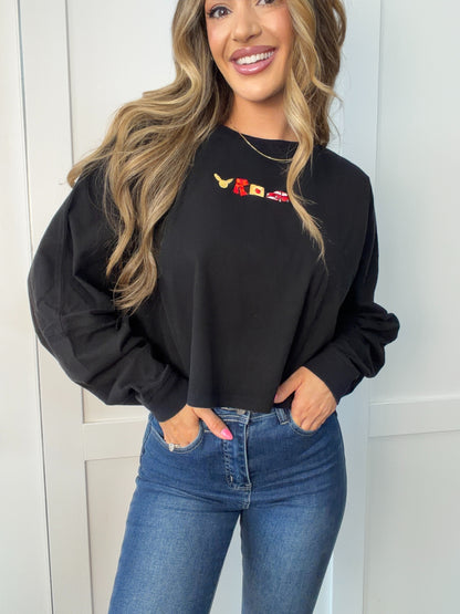Wizard School Embroidered Riley Cropped Long Sleeve