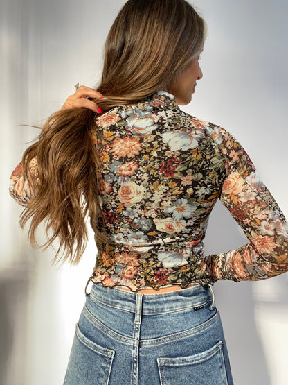 Buy our "Floral Mesh Long Sleeve Top" online – Willow Boutique Clothing. Shop stylish Floral Mesh Long Sleeve Top today.