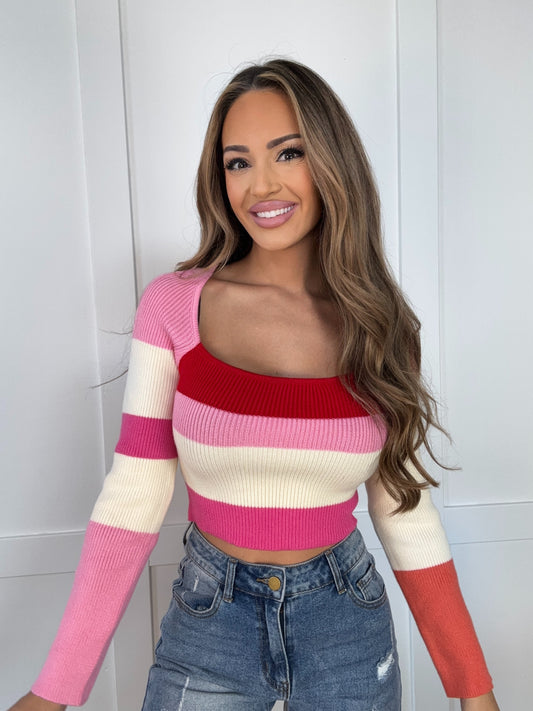 Shop Candy Corn Square Neck Sweater Top online at Willow Boutique – best boutique for women’s fashion.