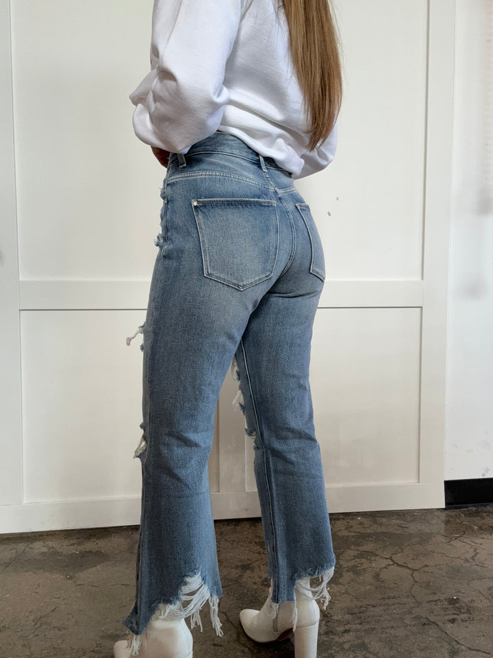 Hello Darling High Rise Vintage Cropped Flare Jeans