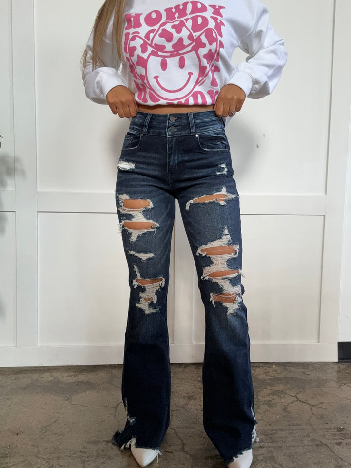 Good Jeans, Bad Attitude High Rise Flare Jeans