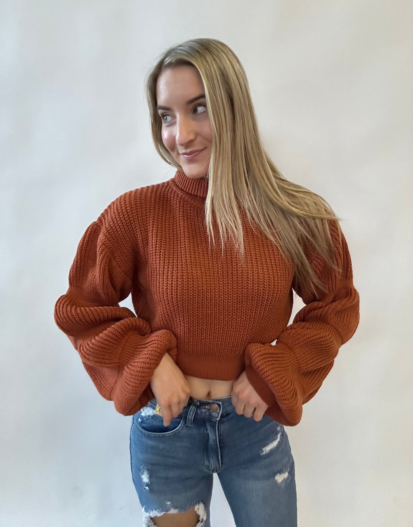 Emma Bubble Sleeve Knit Sweaters