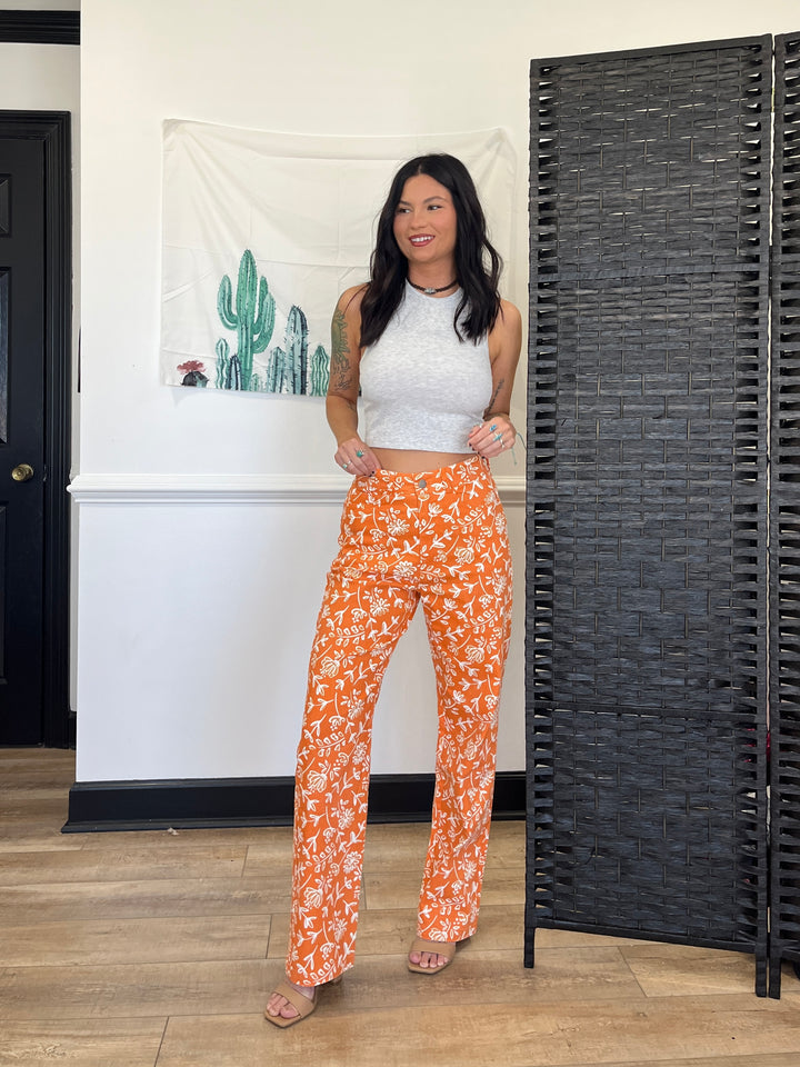 Dolly High Waisted Floral Print Pants