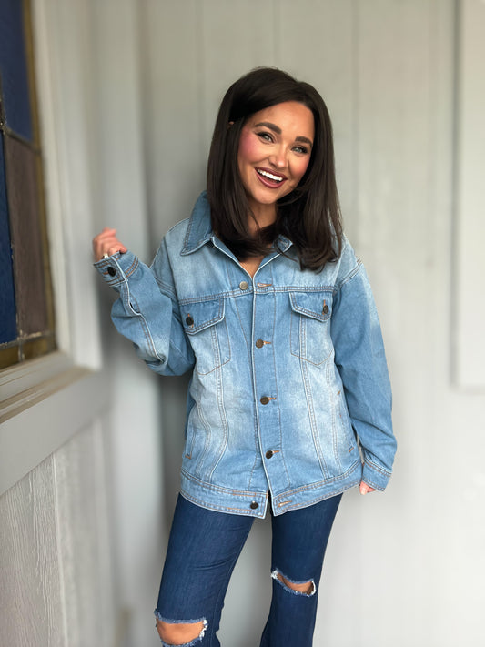 PREORDER: Denim Diva Button Up Collared Neck Denim Jacket