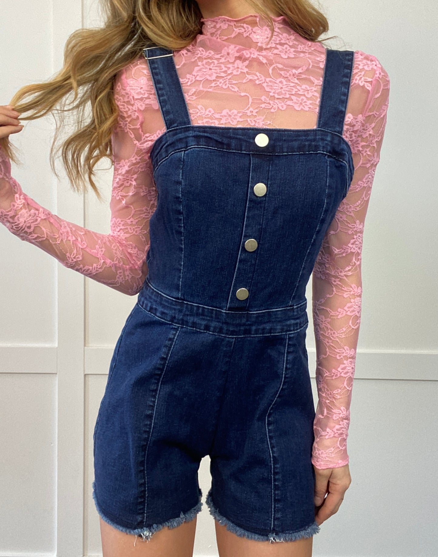 Stacy Button Down Denim Romper